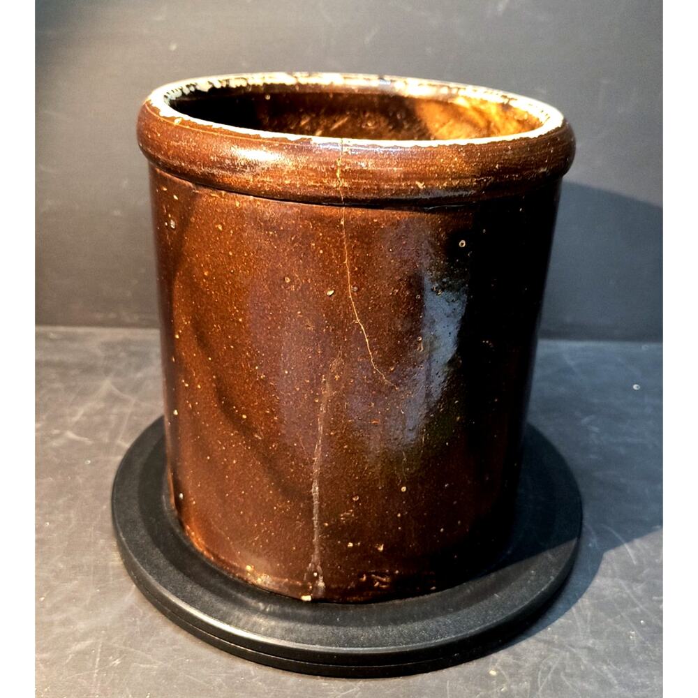 871. Antique Albany Slip Glazed Stoneware Crock Jar